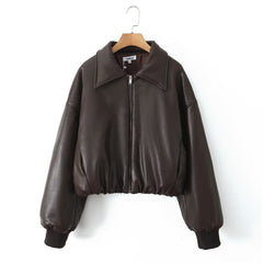 Vintage PU Leather Motorcycle Bomber Jacket