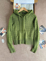 Womens Hooded Knit Cardigan