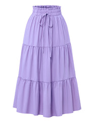 Floral Print Elastic Waist Maxi Skirt - fairypeony
