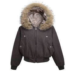 Retro Metal Buckle Hooded Cotton Jacket