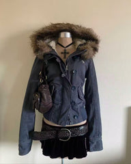 Fleece Hooded Jacket with Print