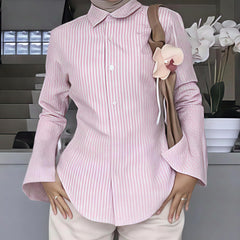 Vintage Striped Flare long sleeve Blouse