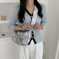 Mini Wrinkle Bowknot Shoulder Bag