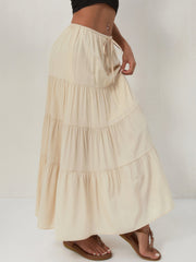 Womens High Waist Long Skirt with Lace-Up Back