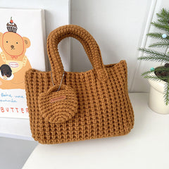 Aesthetic Crochet Solid Color Handbag