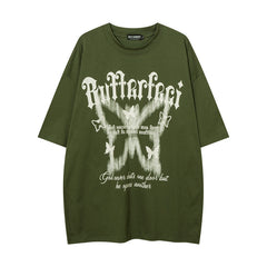 Vintage Butterfly Print Oversized T-shirt - fairypeony