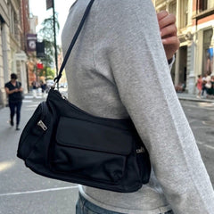 Casual solid-color shoulder bag