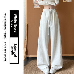 Curved Hem High-Waist Wide-Leg Sweatpants – Soft Cotton Blend Casual Trousers in Regular & Extended Length