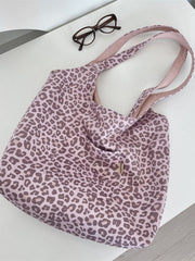 Korean Retro Leopard Print Suede Tote Bag