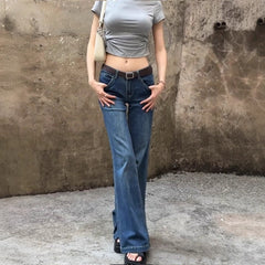 Womens Retro Flared Stretch Jeans