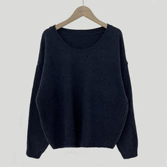 Dark Academia Solid Color Round Neck Sweater