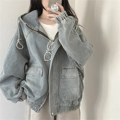 Hooded Patchwork Denim Jacket