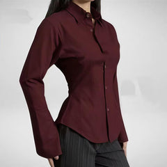 Vintage Striped Flare long sleeve Blouse