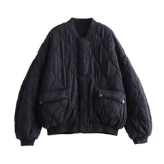Vintage Solid Color Padded Oversized Jacket