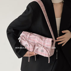 The Dusty Pink Aesthetic Ribbon Shoulder Bag