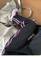 Vintage Piping Details Wide Leg Sweatpants