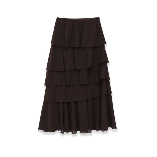 Elastic Waist Solid Color Midi Skirt