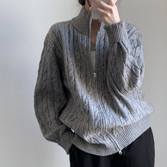 Vintage Half Zip Up Cable Knit Sweater