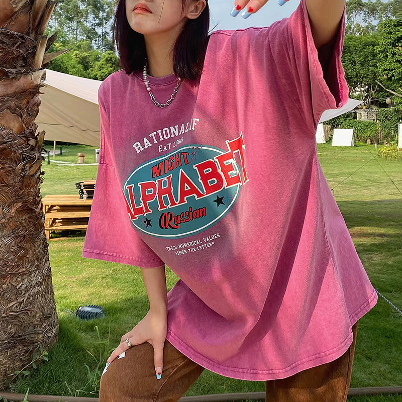 Vintage Logo Print Oversized T-shirt - fairypeony