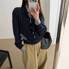 Long Sleeve Knit Polo Sweater