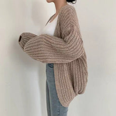 Vintage Oversized Open Front Knit Cardigan