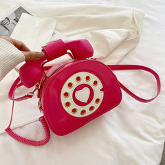 Telephone Shaped PU Leather Shoulder Bag