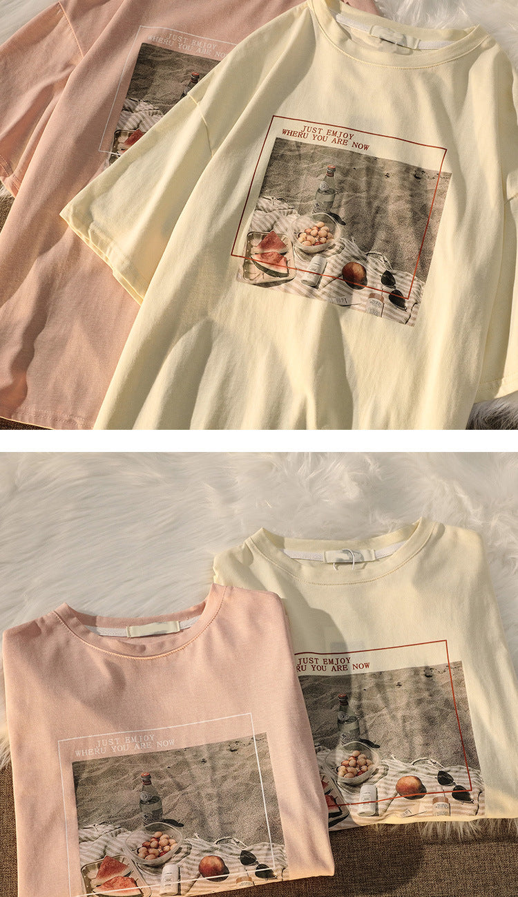 Aesthetic Print Oversized T-shirt - fairypeony