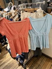 Womens Casual V-neck Cotton T-shirt