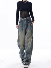 Vintage Dark Wash High Waist Boyfriend Jeans