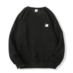 Solid Color Cartoon Print Oversized Sweatshirt