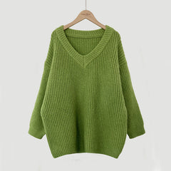 Vintage V-Neck Knitted Oversized Sweater