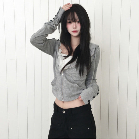Women's Acrylic Butterfly Sleeve Knitted Sweater with Hood