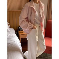 Closed Ribbon Two-Way Windbreaker Jacket - fairypeony