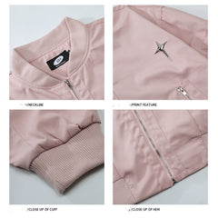 Metal Star Oversized Zip Up Bomber Jacket - fairypeony