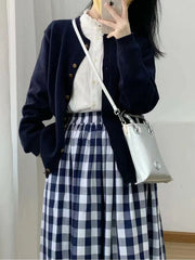 Preppy Plaid Skirt Three-piece Set
