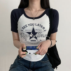 Vintage Star Raglan Short Sleeve Tee - fairypeony