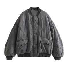 Vintage Solid Color Padded Oversized Jacket