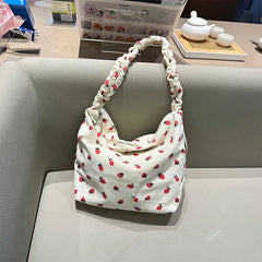 Strawberry Print Corduroy Shoulder Bag