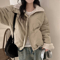 Vintage Checkered Print Reversible Coat