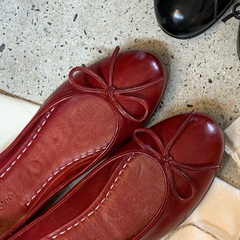 Plain Bow Accent Faux Leather Flat Shoes