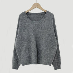 Dark Academia Solid Color Round Neck Sweater
