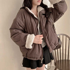 Vintage Checkered Print Reversible Coat