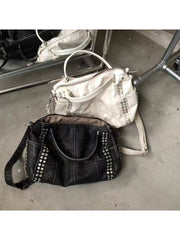 2000s Rivet Pillow Shoulder Crossbody Bag – Large Capacity Studded Bag in Black White