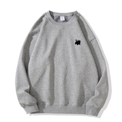Solid Color Cartoon Print Oversized Sweatshirt