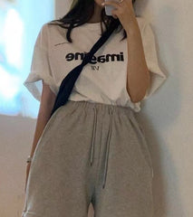 Vintage Letter Print Oversized Tee
