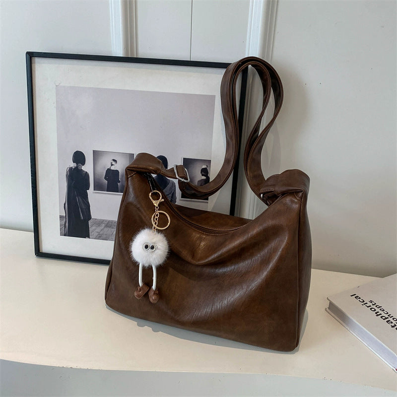 Pu Leather Large Capacity Crossbody Bag - fairypeony
