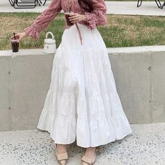 Solid Color High Waist Maxi Skirt