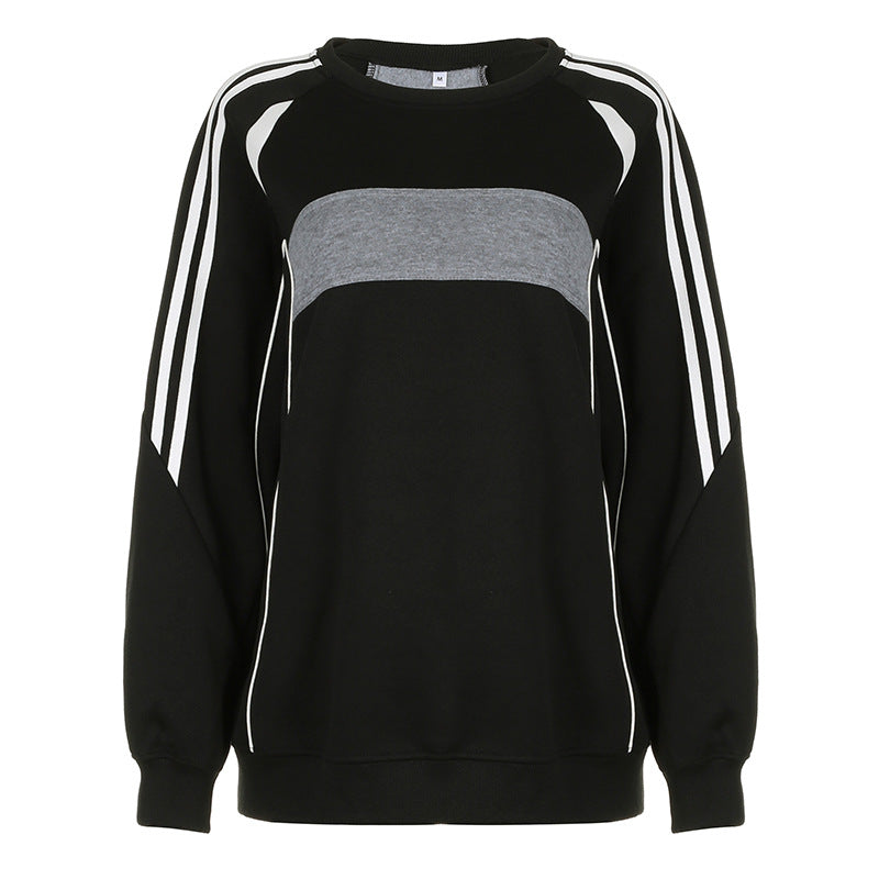 Preppy Contrast Color Splice Sweatshirt - fairypeony