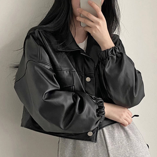 Vintage Versatile PU Leather Jacket