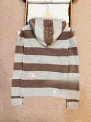 Womens Brown Striped Knit Cardigan